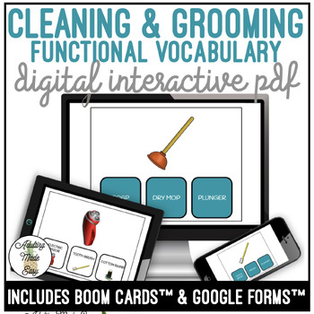 Preview of Cleaning & Grooming Supplies Vocabulary Digital Activity