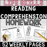 Functional Reading Comprehension Life Skills Homework Packet