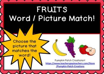Preview of Functional Reading - Fruits Word/Picture - 4 items included!