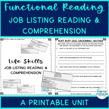 Preview of Functional Reading Job Posting Reading & Comprehension Printable Unit 5