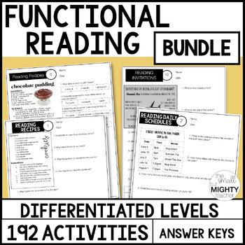 Preview of Functional Reading Worksheet bundle - Digital Learning