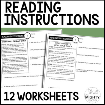 Preview of Functional Reading Worksheets - Instructions