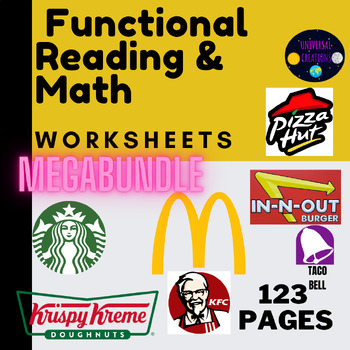 Preview of Functional Reading and Math  Bundle Menu Math #1