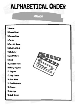 functional skills english writing alphabetical order movies worksheet answers