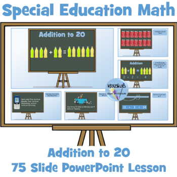 Preview of Functional Skills Math - Addition to 20 PowerPoint Lesson - Special Education