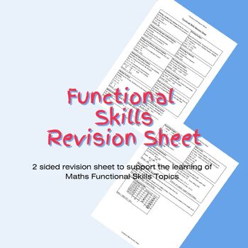 Preview of Functional Skills Maths Revision Sheet