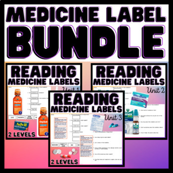 Preview of Reading Medicine Labels BUNDLE - Functional Reading - Life Skills - 2 Levels