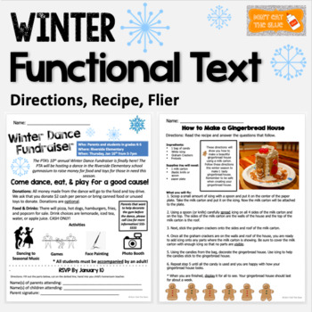 Preview of Functional Text Passages: Winter Themed Directions, Recipe, Flier