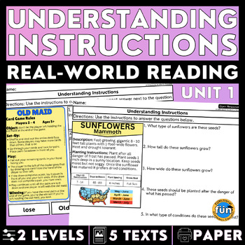 Preview of Understanding Instructions 1 - Real-World Reading & Comprehension Worksheets