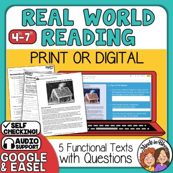 Preview of Functional Reading Comprehension Questions Real World Text Passages Worksheets