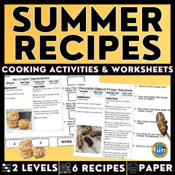 Preview of Summer Recipes - Cooking Activities & Worksheets - Reading - ESY & EYP