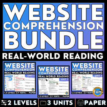Preview of Website Comprehension BUNDLE - Real-World Reading Worksheets - Functional Texts