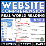 Website Comprehension 1 - Real-World Reading Worksheets - 