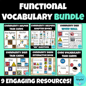 Preview of Functional Vocab BUNDLE Core Vocab, Community Helpers, & Signs