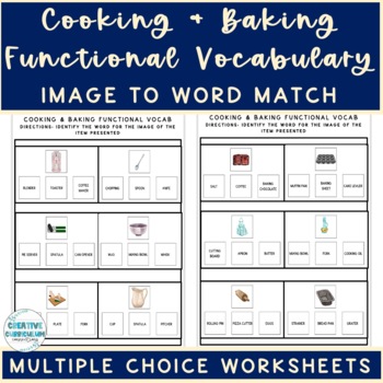 Preview of Functional Vocabulary Cooking/Baking Image To Word Matching Worksheets