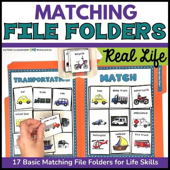 Preview of Functional Vocabulary File Folder Games for Special Education Matching Activity