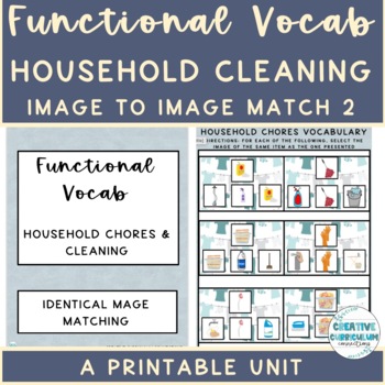 Preview of Functional Vocabulary Household Chores Image To Image Matching Worksheets