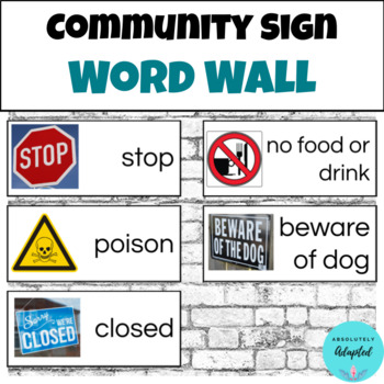 Preview of Functional Word Wall Community & Safety Sign Word Wall Cards