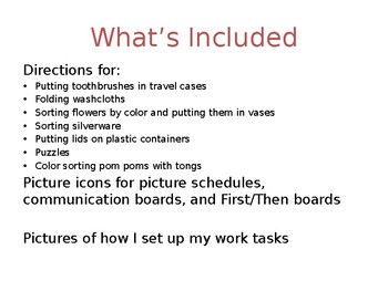 Preview of Functional Work Tasks - Special Education and/or Montessori