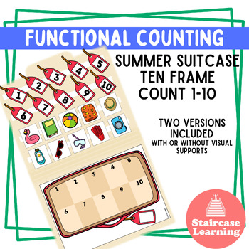 Preview of Functional counting: Summer suitcase counting 1-10 file folder