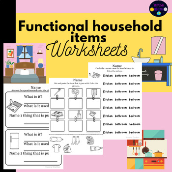 Functional household items life skills worksheets by UNlVERSAL CREATIONS