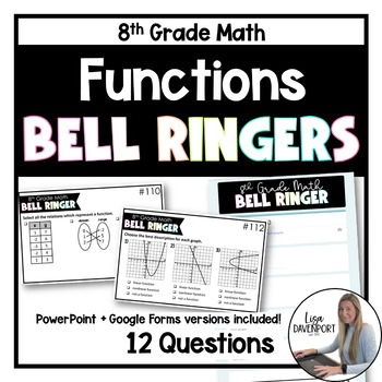 Preview of Functions - 8th Grade Math Bell Ringers for Google Forms and PowerPoint