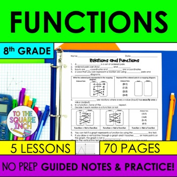 Preview of Functions Notes & Activities | 8th Grade Functions |