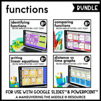 Preview of Functions Digital Math Activity Bundle | 8th Grade Math | Google Slides & Forms