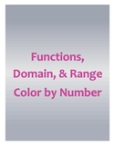 Functions, Domain, & Range Color by Number