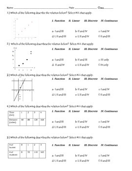 discrete continuous graphs and worksheets