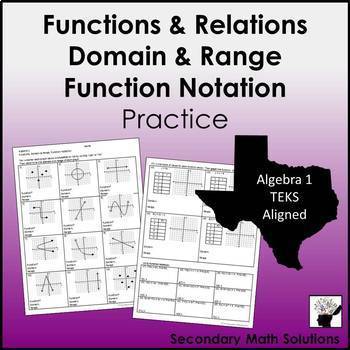 Preview of Functions, Domain & Range, Function Notation Practice