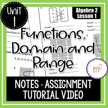 Preview of Functions, Domain and Range Lesson - Algebra 2 Curriculum
