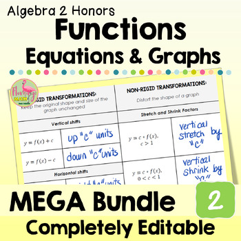 Preview of Functions Equations and Graphs MEGA Bundle (Algebra 2 - Unit 2)