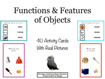 Preview of Functions & Features of Objects (40 Activity Cards / Worksheets)