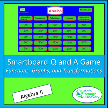 Preview of Alg 2 - Smartboard Q and A Game - Functions, Graphs, and Transformations