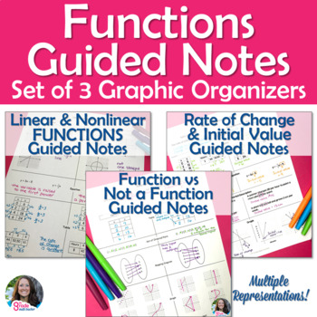 Preview of Functions Guided Notes Graphic Organizer BUNDLE