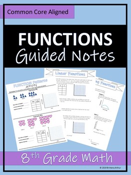 Preview of Functions Guided Notes Unit - 8th Grade Math - Printable NO PREP Binder Notes