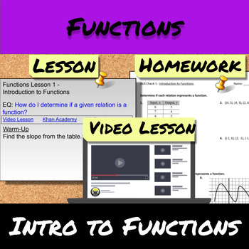 Preview of Functions-Lesson 1-Intoduction to Functions