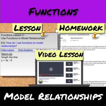 Preview of Functions-Lesson 2-Model Relationships from Word Problems