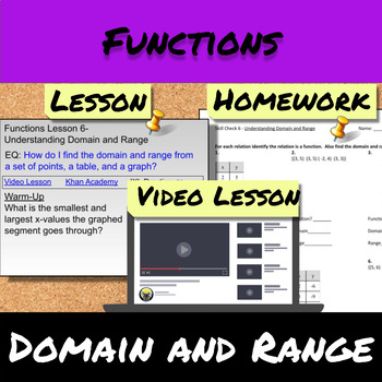 Preview of Functions-Lesson 6-Domain and Range
