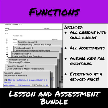 Preview of Functions-Lessons and Assessments Bundle