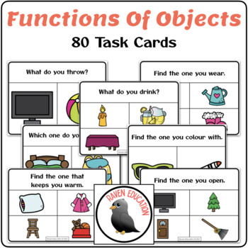 Preview of Functions Of Objects Task Cards (80 Cards - array of 2 & 4)