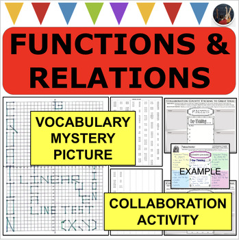 Preview of Functions AND Relations MYSTERY PICTURE VOCABULARY & Collaboration Activity