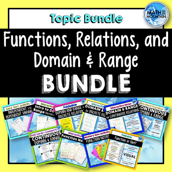 Preview of Functions, Relations, and Domain and Range BUNDLE