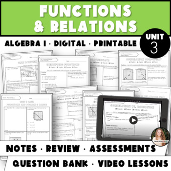 Preview of Functions, Relations and Scatterplots Unit | Algebra 1 Curriculum Unit 3 Bundle