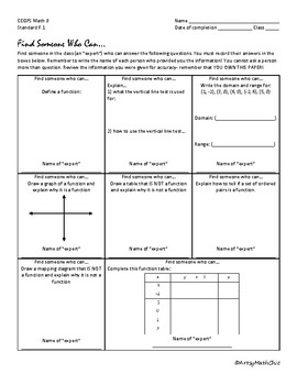 Preview of Functions Scavenger Activity