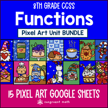 Preview of Functions, Slope & Rate of Change Pixel Art Unit BUNDLE | 8th Grade CCSS