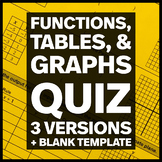 Functions, Tables, and Graphs Quiz (Three Versions) and Bl
