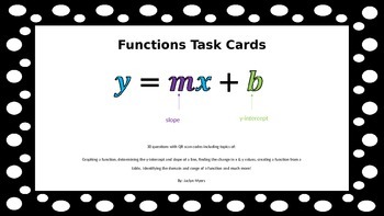 Preview of Functions Task Cards with QR Codes