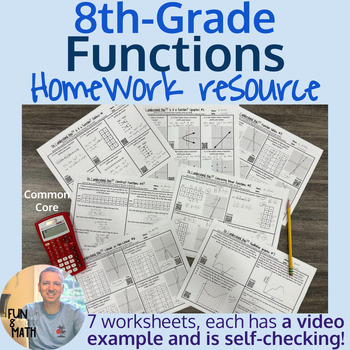 Preview of Functions Unit - 8th grade math - Homework Resource